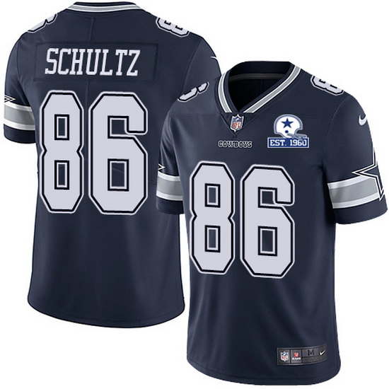 Men's Dallas Cowboys #86 Dalton Schultz Navy With Est 1960 Patch Limited Stitched NFL Jersey