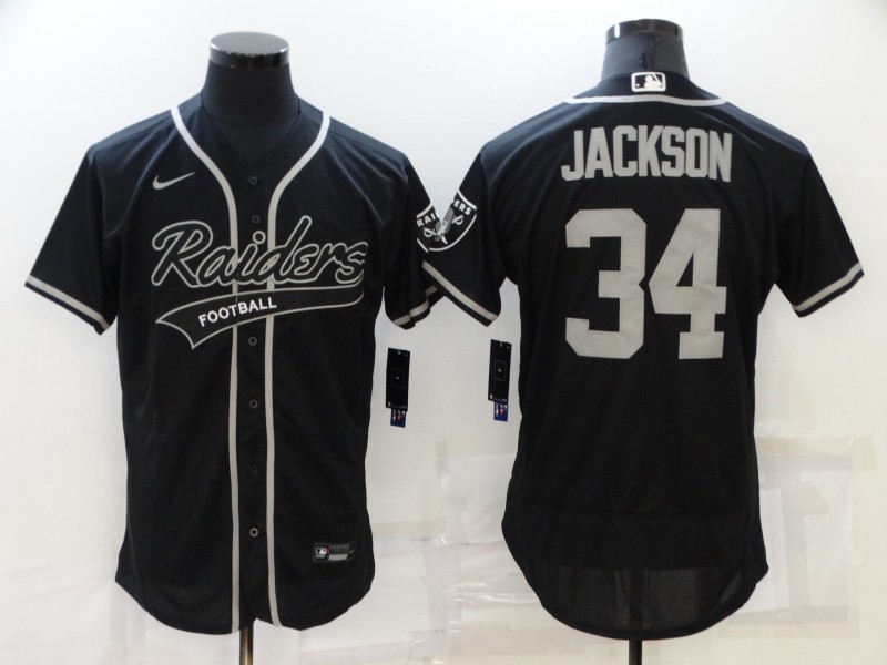 Men's Las Vegas Raiders #34 Bo Jackson Black Stitched MLB Flex Base Nike Baseball Jersey