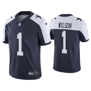 Men's Dallas Cowboys #1 Cedrick Wilson Navy Thanksgiving Vapor Limited Stitched Jersey