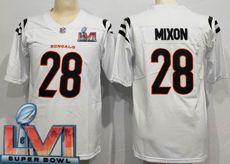 Men's Cincinnati Bengals #28 Joe Mixon Limited White 2022 Super Bowl LVI Bound Vapor Jersey