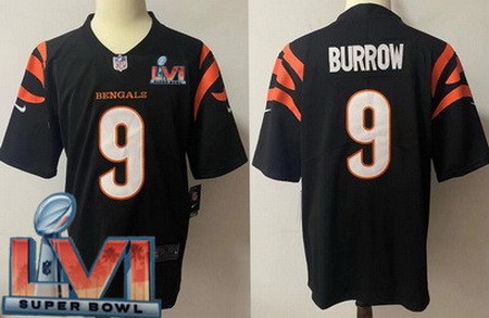 Men's Cincinnati Bengals #9 Joe Burrow Limited Black 2022 Super Bowl LVI Bound Vapor Jersey