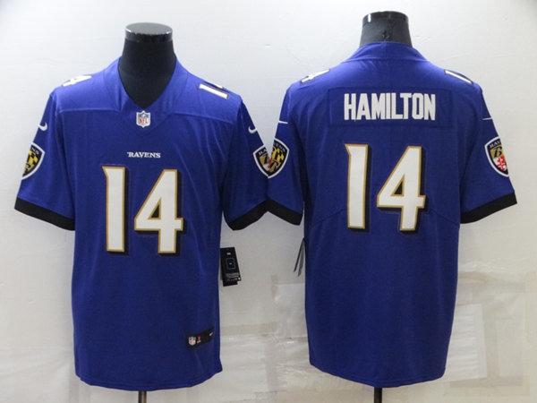 Men's Baltimore Ravens #14 Kyle Hamilton Purple Vapor Untouchable Limited Stitched Jersey