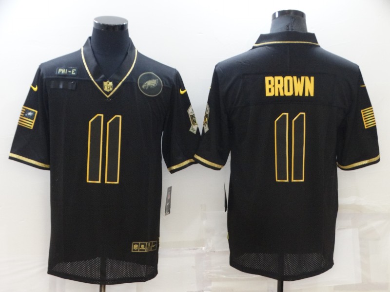 Men's Philadelphia Eagles #11 A. J. Brown 2020 Black Gold Salute To Service Limited Stitched NFL Jersey