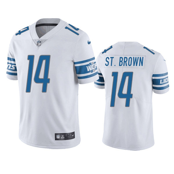 Men's Detroit Lions #14 mon-Ra St. Brown White Vapor Untouchable Limited Stitched Jersey