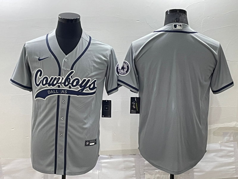 Men's Dallas Cowboys Blank Grey Stitched MLB Cool Base Nike Baseball Jersey