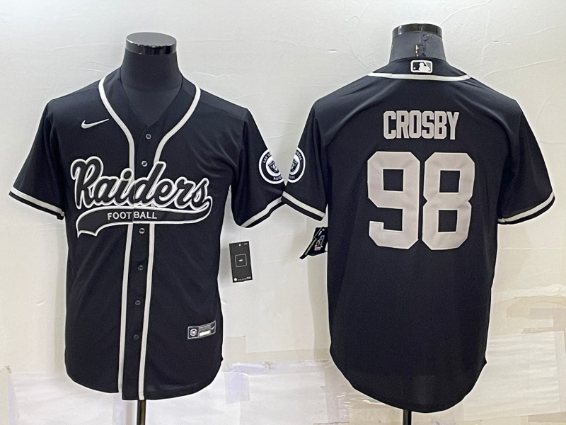 Men's Las Vegas Raiders #98 Maxx Crosby Black Stitched MLB Cool Base Nike Baseball Jersey