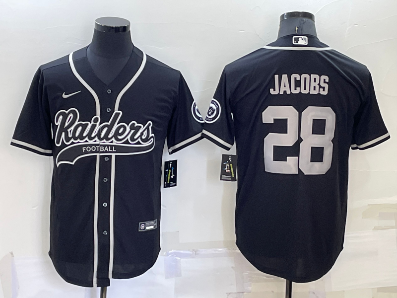 Men's Las Vegas Raiders #28 Josh Jacobs Black Stitched MLB Cool Base Nike Baseball Jersey