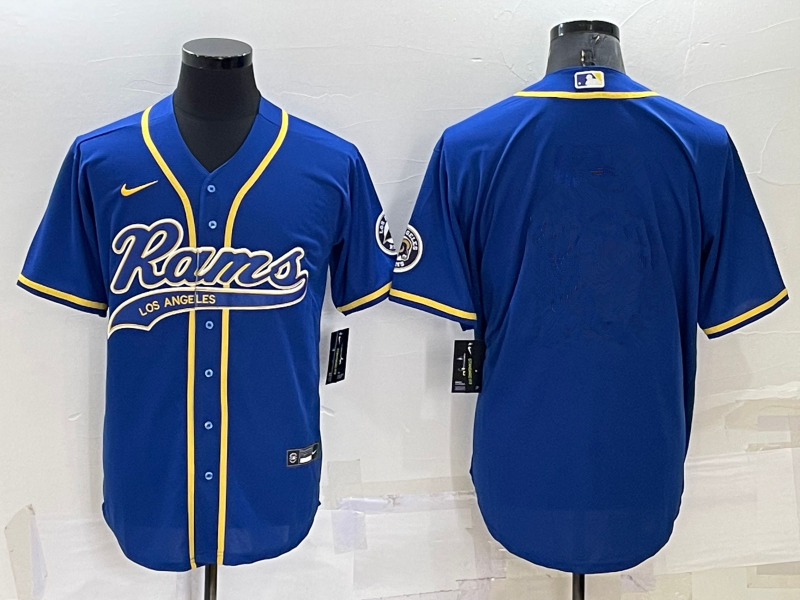 Men's Los Angeles Rams Blank Blue Stitched MLB Cool Base Nike Baseball Jersey