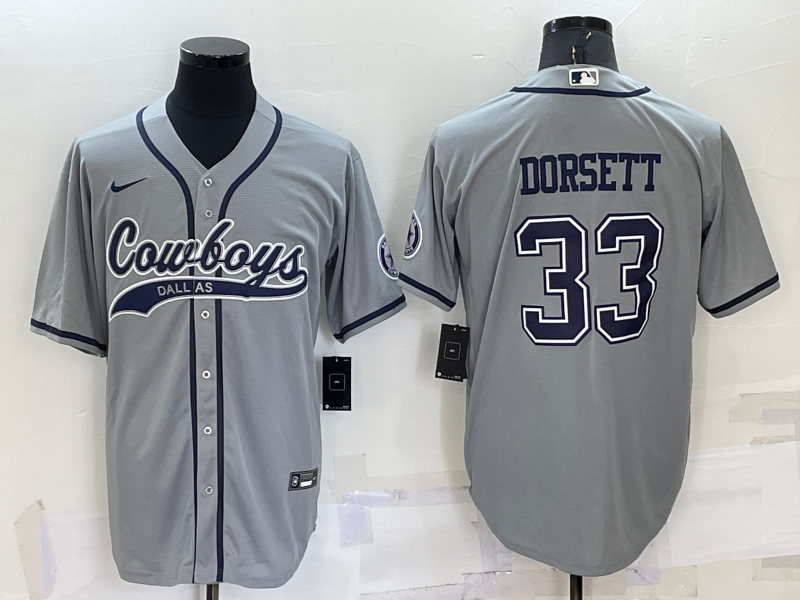 Men's Dallas Cowboys #33 Tony Dorsett Grey Stitched Cool Base Nike Baseball Jersey