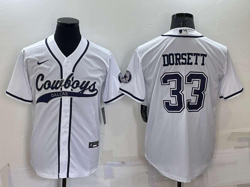 Men's Dallas Cowboys #33 Tony Dorsett White Stitched Cool Base Nike Baseball Jersey