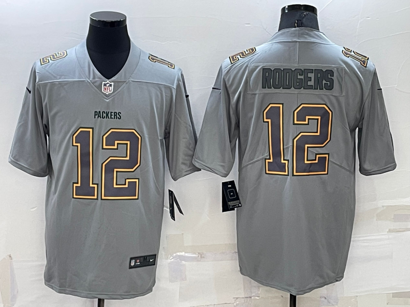 Men's Green Bay Packers #12 Aaron Rodgers Grey Atmosphere Fashion 2022 Vapor Untouchable Stitched Limited Jersey