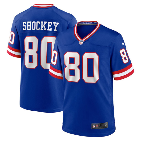 Men's New York Giants #80 Jeremy Shockey Royal Stitched Game Jersey