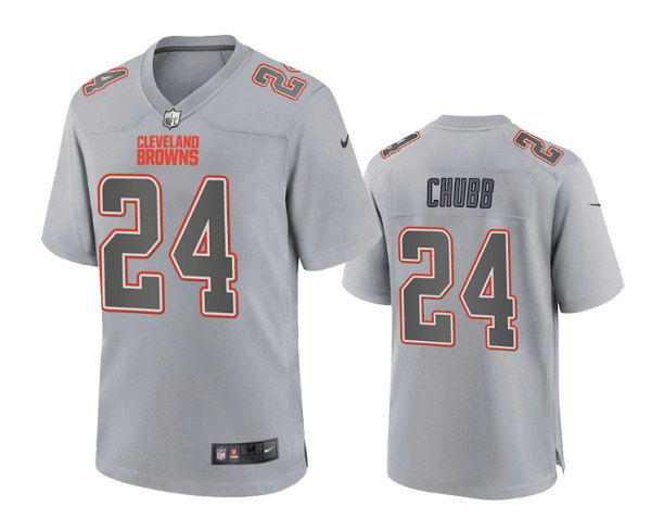 Men's Cleveland Browns #24 Nick Chubb Gray Atmosphere Fashion Stitched Game Jersey