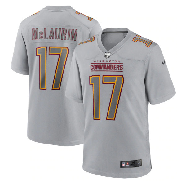 Men's Washington Commanders #17 Terry McLaurin Gray Atmosphere Fashion Stitched Game Jersey