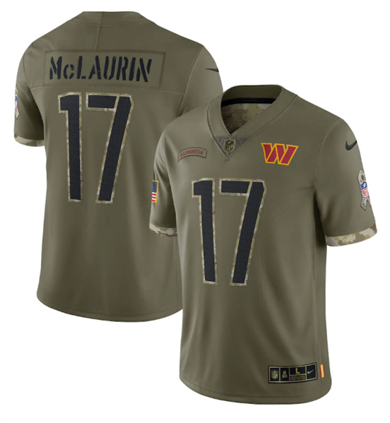 Men's Washington Commanders #17 Terry McLaurin 2022 Olive Salute To Service Limited Stitched Jersey