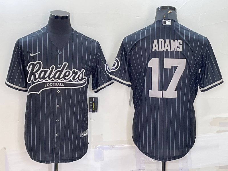 Men's Las Vegas Raiders #17 Davante Adams Black With Patch Cool Base Stitched Baseball Jersey