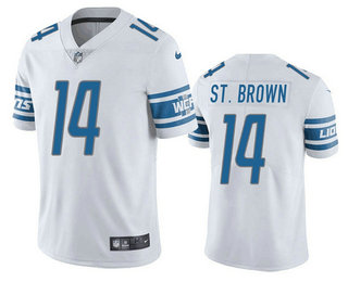 Men's Detroit Lions #14 Amon Ra St Brown White Vapor Untouchable Limited Stitched Jersey