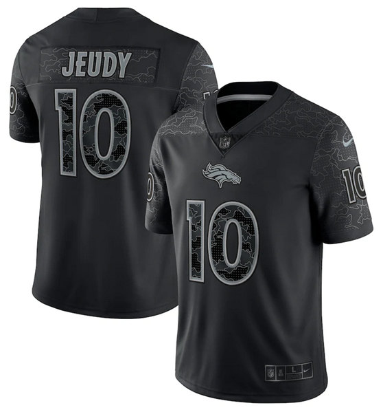 Men's Denver Broncos #10 Jerry Jeudy Black Reflective Limited Stitched Football Jersey