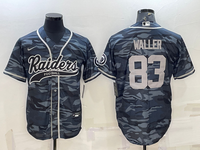 Men's Las Vegas Raiders #83 Darren Waller Grey Camo With Patch Cool Base Stitched Baseball Jersey