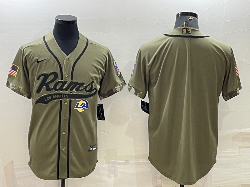 Men's Los Angeles Rams Blank Olive Salute to Service Cool Base Stitched Baseball Jersey