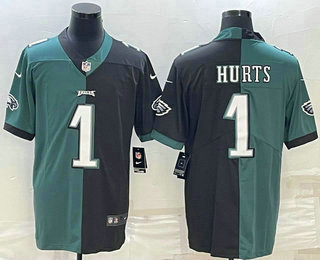 Men's Philadelphia Eagles #1 Jalen Hurts Green Black Two Tone Vapor Untouchable Stitched Limited Jersey