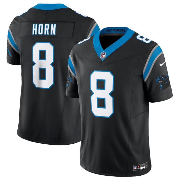 Men's Carolina Panthers #8 Jaycee Horn Black 2023 F.U.S.E. Vapor Untouchable Stitched Football Jersey