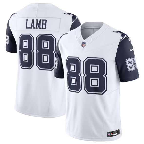 Men's Dallas Cowboys #88 CeeDee Lamb Thanksgiving White 2023 F.U.S.E. Vapor Limited Stitched Football Jersey