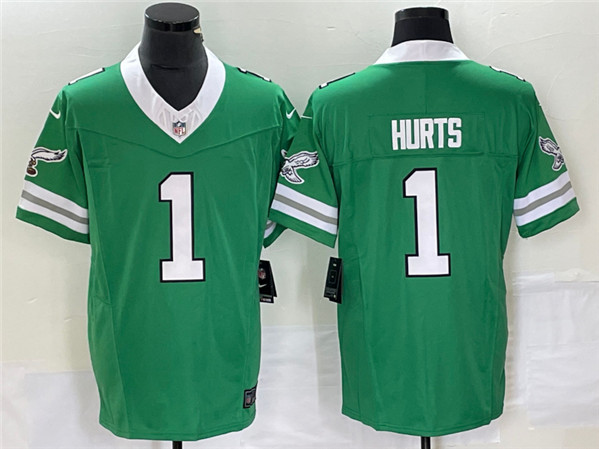 Men's Philadelphia Eagles #1 Jalen Hurts Green 2023 F.U.S.E. Vapor Untouchable Stitched Football Jersey