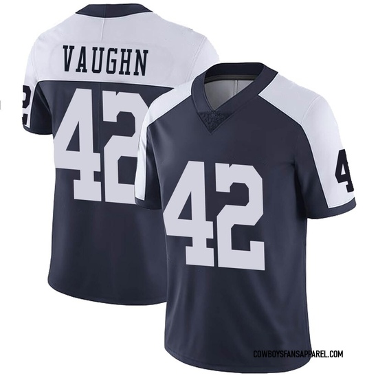 Men's Dallas Cowboys #42 Deuce Vaughn Navy Thanksgiving Vapor Limited Stitched Jersey