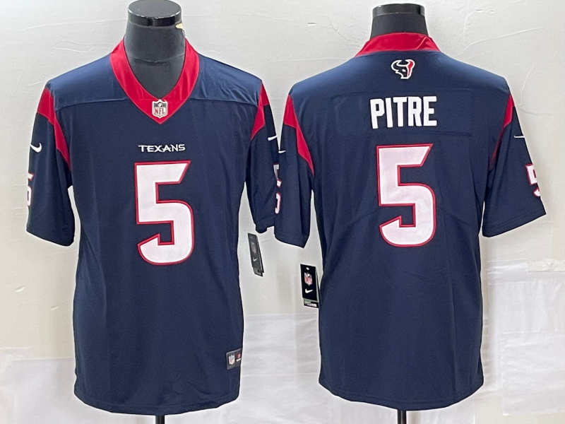 Men's Houston Texans #5 Jalen Pitre Navy Blue 2022 Vapor Untouchable Stitched Nike Limited Jersey