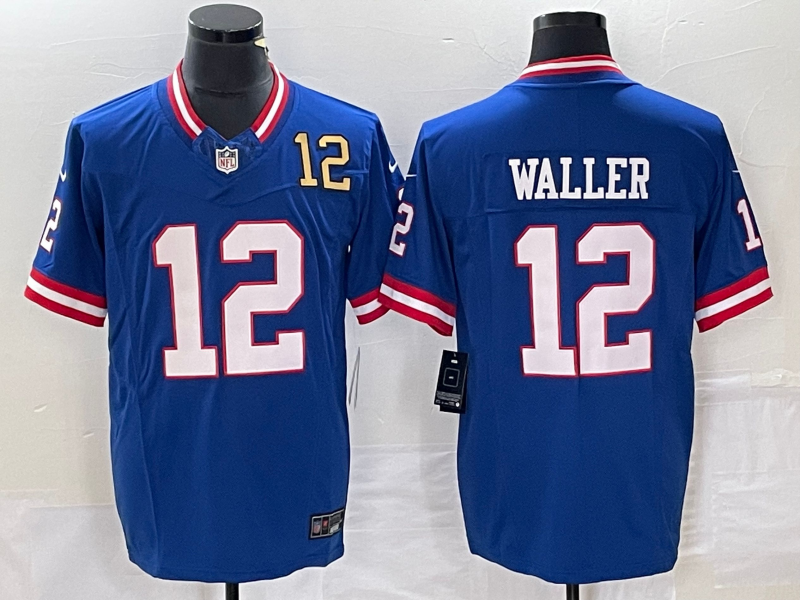 Men's New York Giants #12 Darren Waller Number Blue 2023 FUSE Classic Vapor Limited Jersey