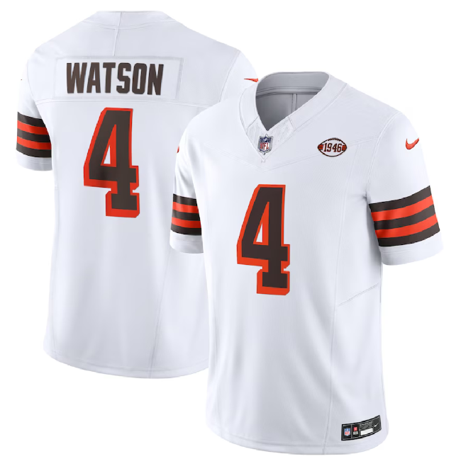 Men's Cleveland Browns #4 Deshaun Watson White 2023 F.U.S.E. 1946 Collection Vapor Untouchable Limited Football Stitched Jersey