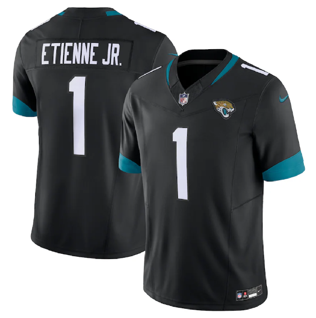 Men's Jacksonville Jaguars #1 Travis Etienne Jr. Black 2023 F.U.S.E Vapor Untouchable Limited Football Stitched Jersey