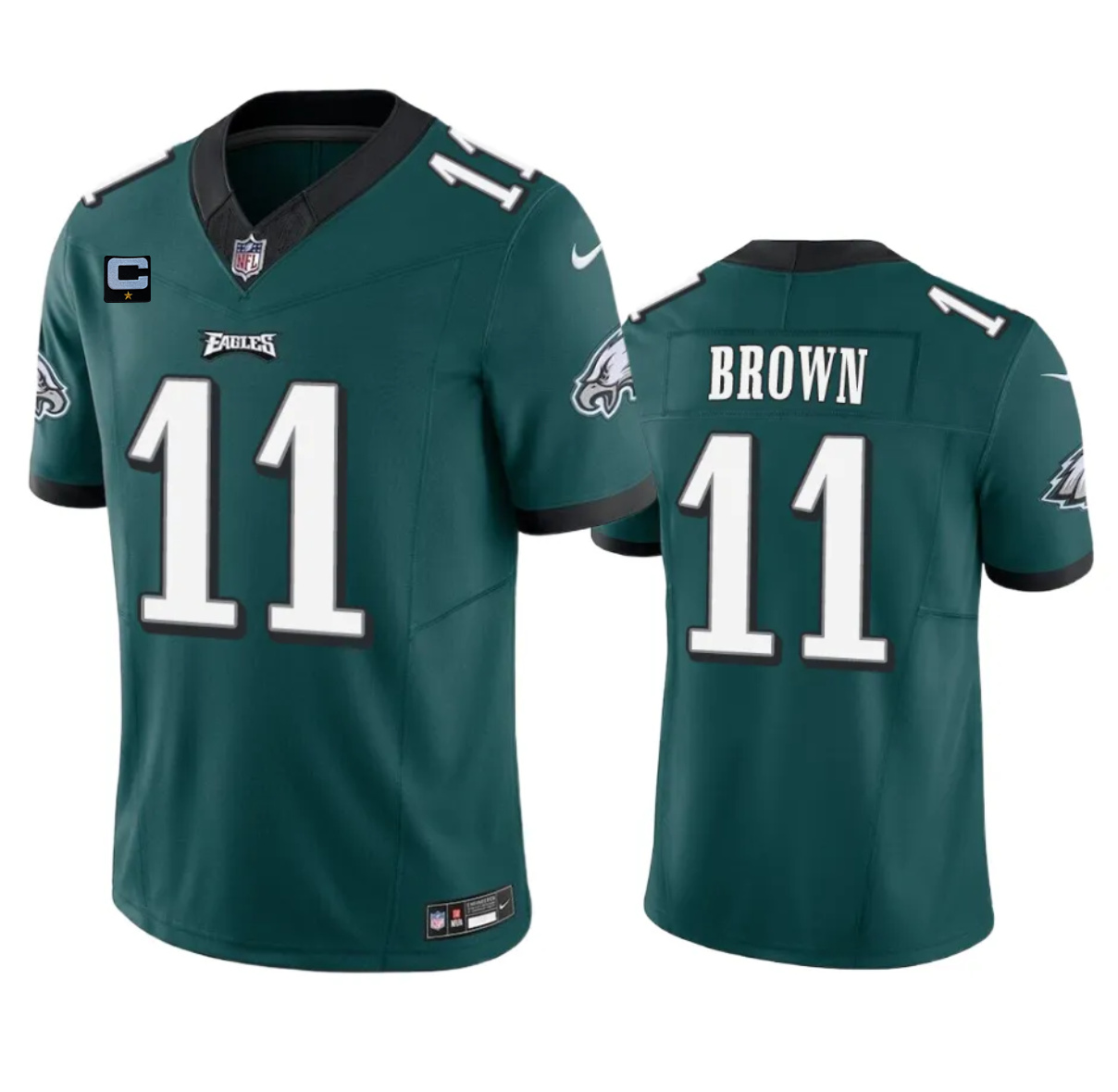 Men's Philadelphia Eagles #11 A. J. Brown Green 2023 F.U.S.E. With 1-Star C Patch Vapor Untouchable Limited Football Stitched Jerseys