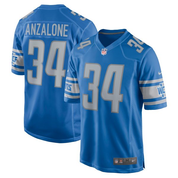 Men’s Detroit Lions #34 Alex Anzalone Nike Blue Game Jersey