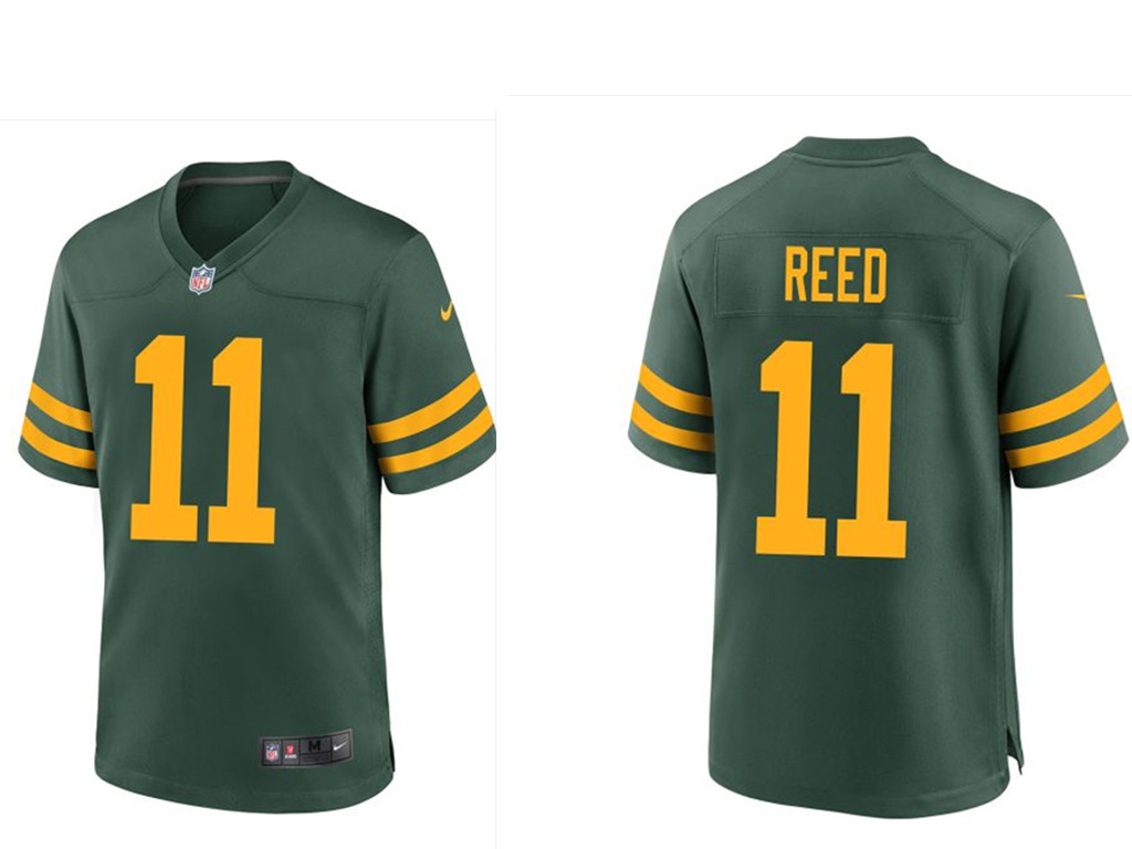 Men's Green Bay Packers #11 Jayden Reed Green Stitched Game Jersey