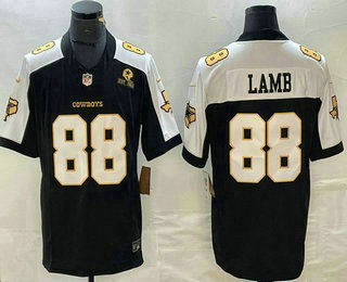 Men's Dallas Cowboys #88 CeeDee Lamb Blue Gold Thanksgiving FUSE Vapor Limited Stitched Jersey