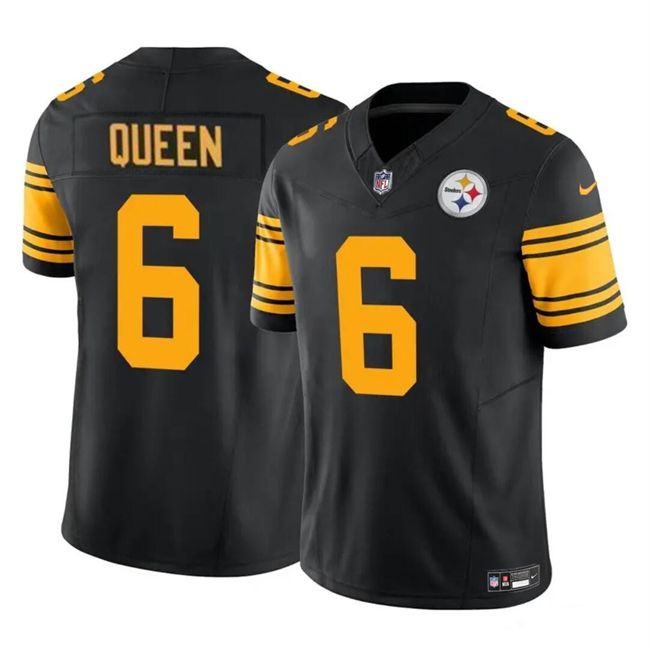 Men's Pittsburgh Steelers #6 Patrick Queen Black 2023 F.U.S.E. Color Rush Vapor Untouchable Limited Football Stitched Jersey