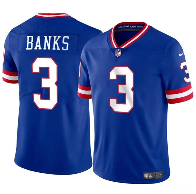 Men's New York Giants #3 Deonte Banks Royal Throwback Vapor Untouchable Limited Football Stitched Jersey