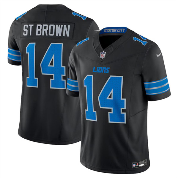 Men's Detroit Lions #14 Amon-Ra St. Brown Black 2024 F.U.S.E. 2nd Alternate Vapor Limited Stitched Jersey