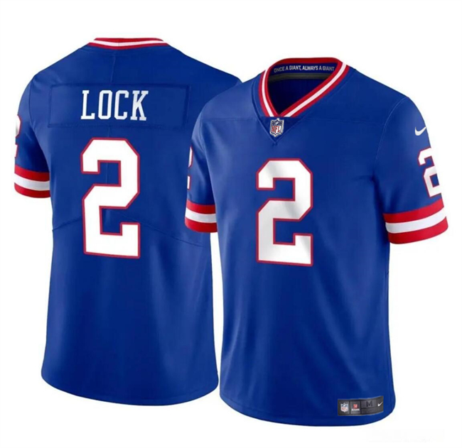 Men's New York Giants #2 Drew Lock Blue Throwback Vapor Untouchable Limited Football Stitched Jersey