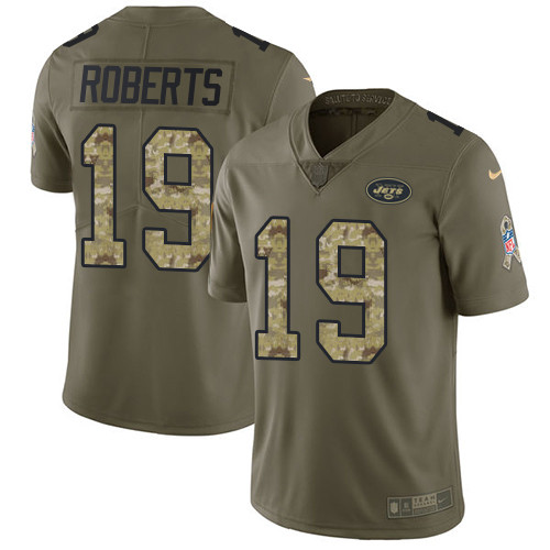 Nike Jets #19 Andre Roberts Olive Camo Men's Stitched NFL Limited 2017 Salute to Service Jersey