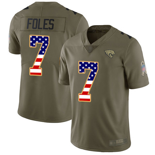 Men's Jacksonville Jaguars #7 Nick Foles Olive USA Flag Stitched Football Limited 2017 Salute To Service Jersey