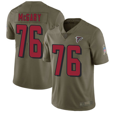 Falcons #76 Kaleb McGary Olive Men's Stitched Football Limited 2017 Salute To Service Jersey