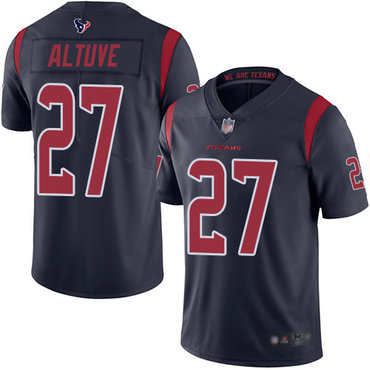 Texans #27 Jose Altuve Navy Blue Men's Stitched Football Limited Rush Jersey