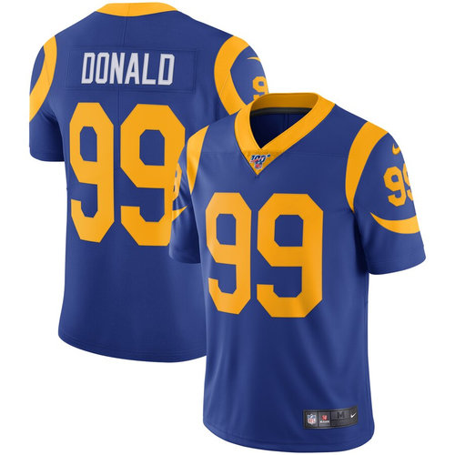 Nike Rams 99 Aaron Donald Royal 100th Season Vapor Untouchable Limited Jersey