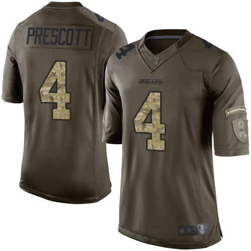 Cowboys #4 Dak Prescott Green Men's Stitched Football Limited 2015 Salute to Service Jersey