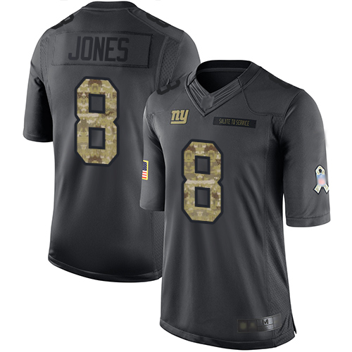 Giants #8 Daniel Jones Black Men's Stitched Football Limited 2016 Salute To Service Jersey