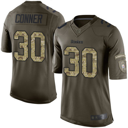 Steelers #30 James Conner Green Men's Stitched Football Limited 2015 Salute to Service Jersey