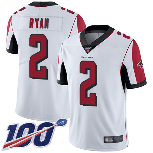 Falcons #2 Matt Ryan White Men's Stitched Football 100th Season Vapor Limited Jersey